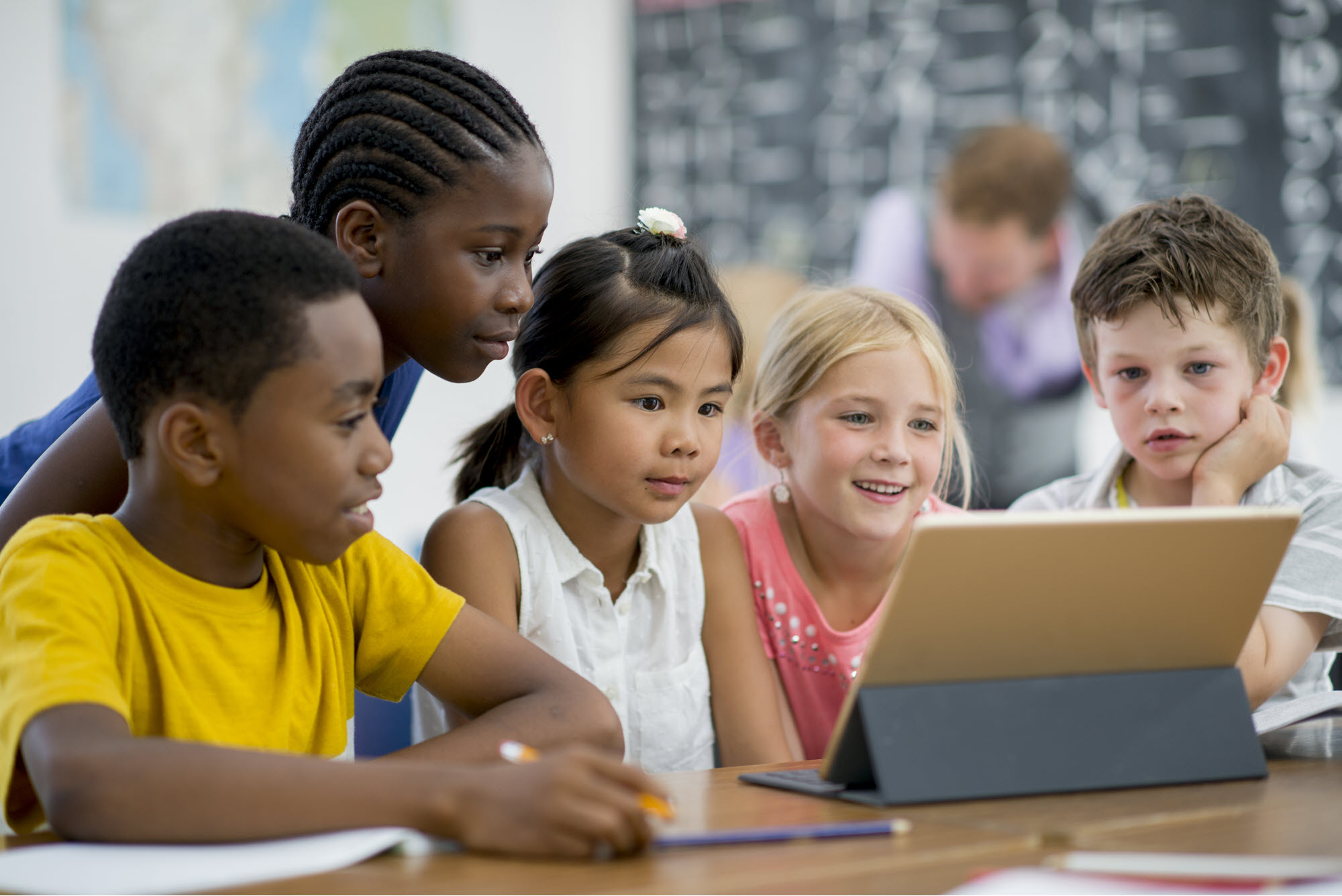 Elementary School Kids in Front of a Computer