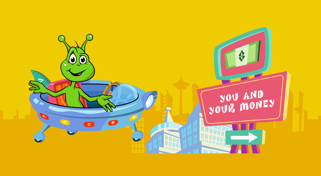 zing the alien and a you and your money sign