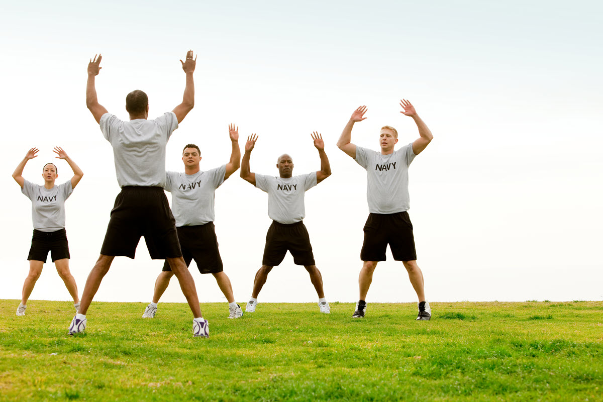 military members working out