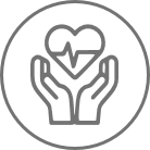 hands with heart icon