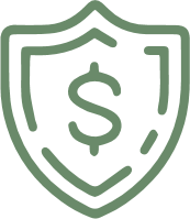 green shield with money symbol