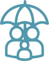 family under umbrella icon