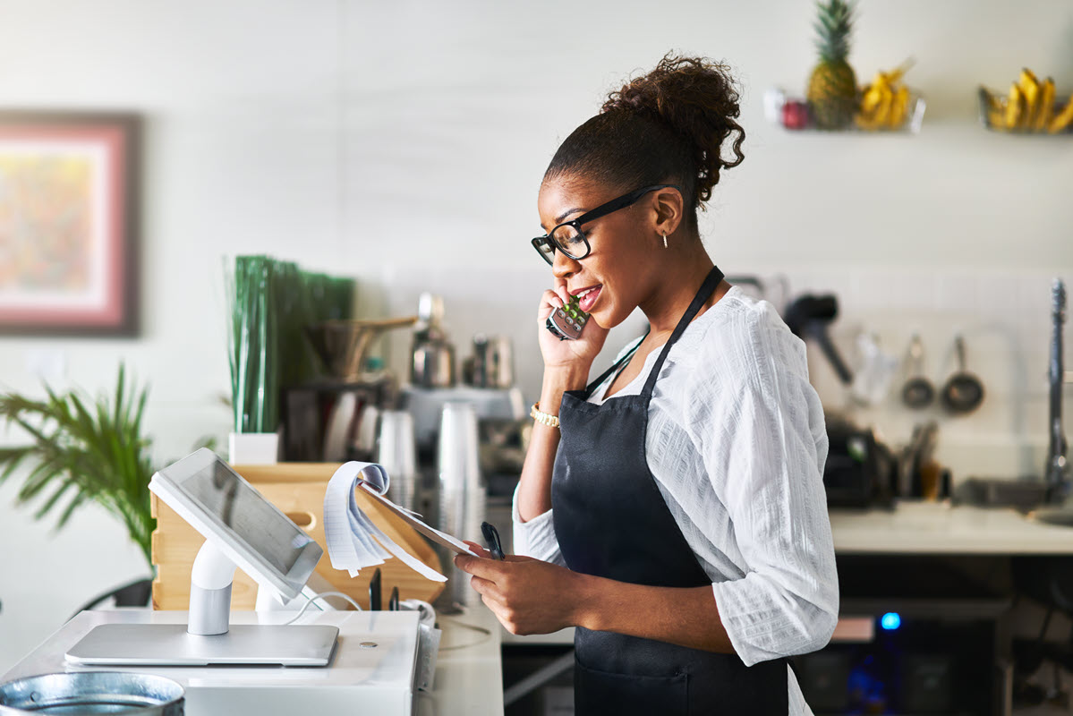 woman business owner on the phone