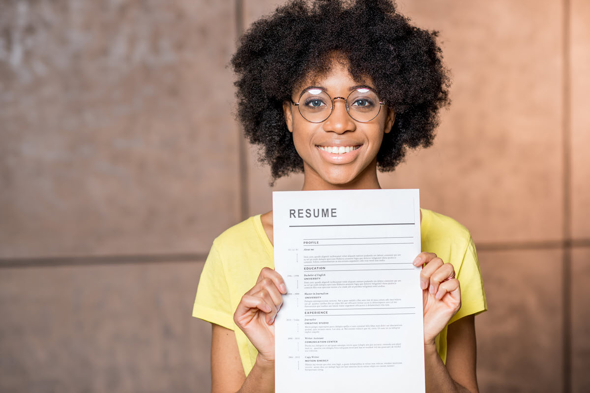 young woman with resume