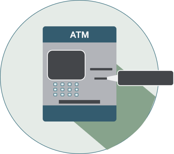icon of an atm with card reader highlighted