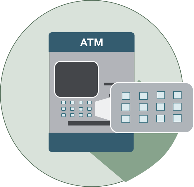 icon of an atm with keypad highlighted
