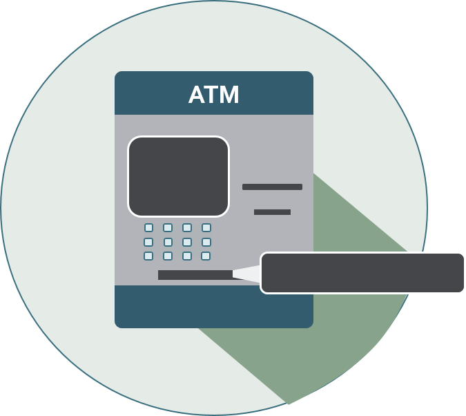 icon of an atm with cash dispenser highlighted