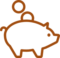 Orange piggy bank