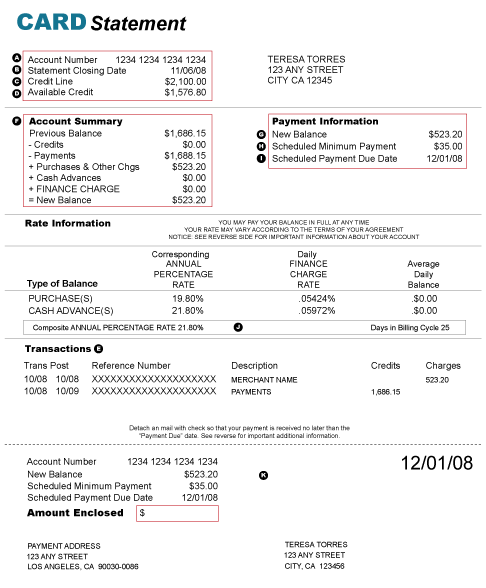 ejemplo de estado de cuenta de tarjeta de credito