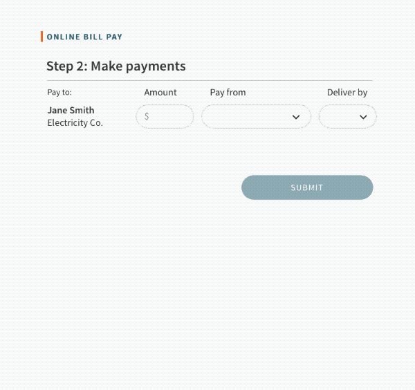 animated gif of a user setting up and making online payments