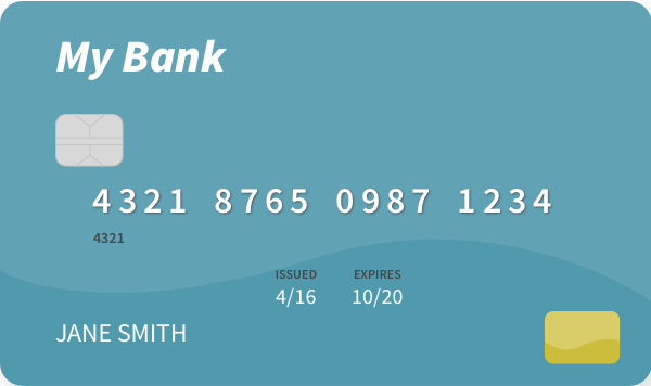 front of a debit card